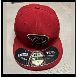 ARIZONA DIAMONDBACKS MLB NEW SIZE 7 1/4 D-BACKS Red‎ W/ BLACK UNDER FITTED HAT